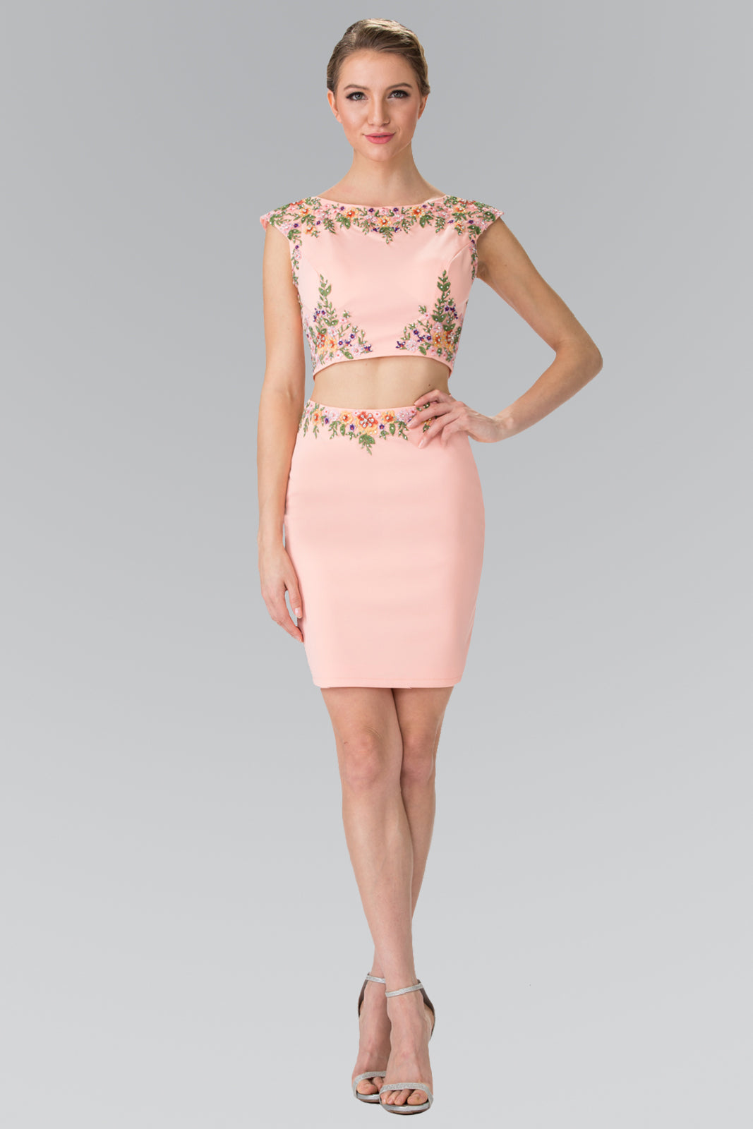 Two-Piece Embroidered Pencil Skirt Dress-smcdress