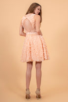 3D Floral Applique Lace Short Dress-smcdress