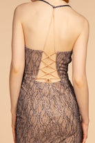 Deep Illusion V-Neck Corset-Tie Short Dress-smcdress