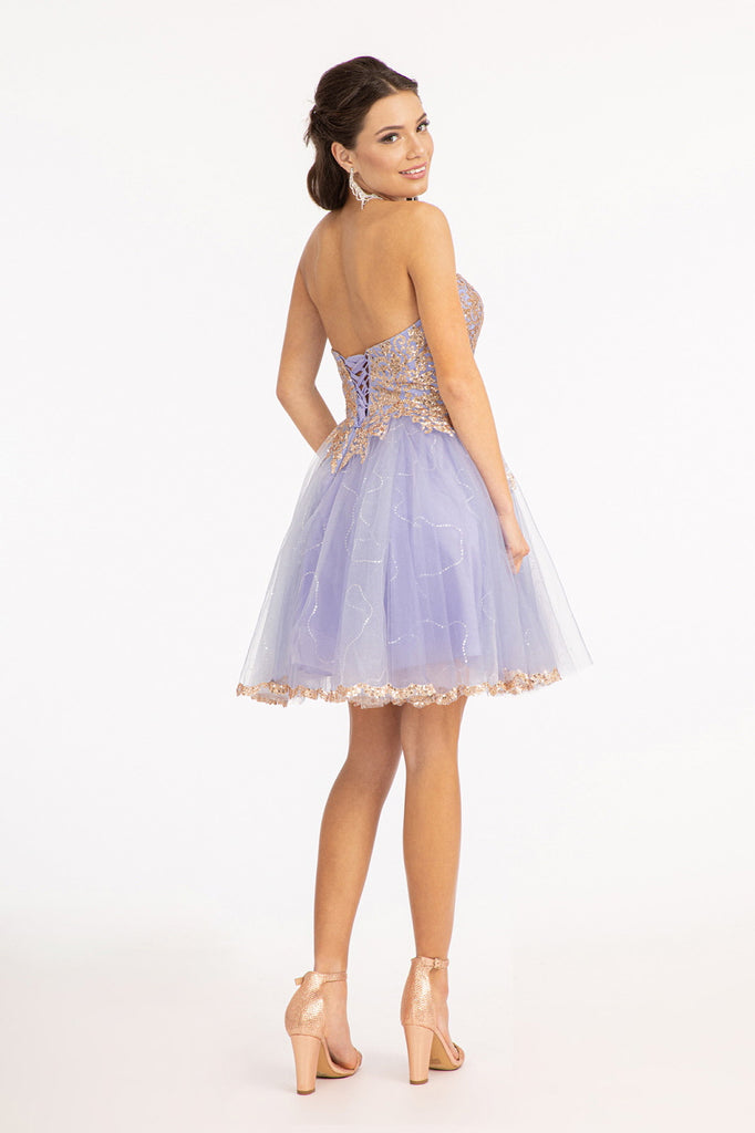 Glitter and Sequin Embellished Bodice Sweetheart Dress-smcdress