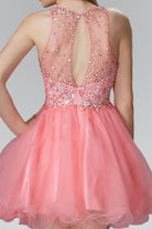 Short Tulle Dress with Bead Embellished Bodice-smcdress