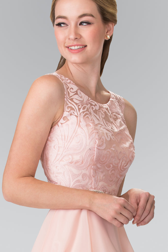 Lace Bodice hort Dress with Jeweled Waist Band-smcdress