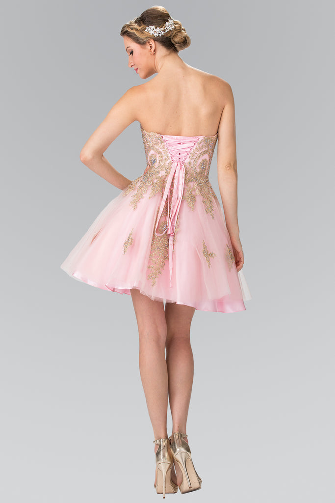 Sweethearted A-line Tulle Short Dress with Corset Back-smcdress