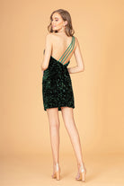 Asymmetric Velvet Bodycon Short Dress-smcdress