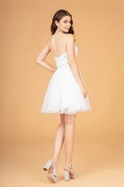 3-D Flower Applique Mesh Short Dress-smcdress