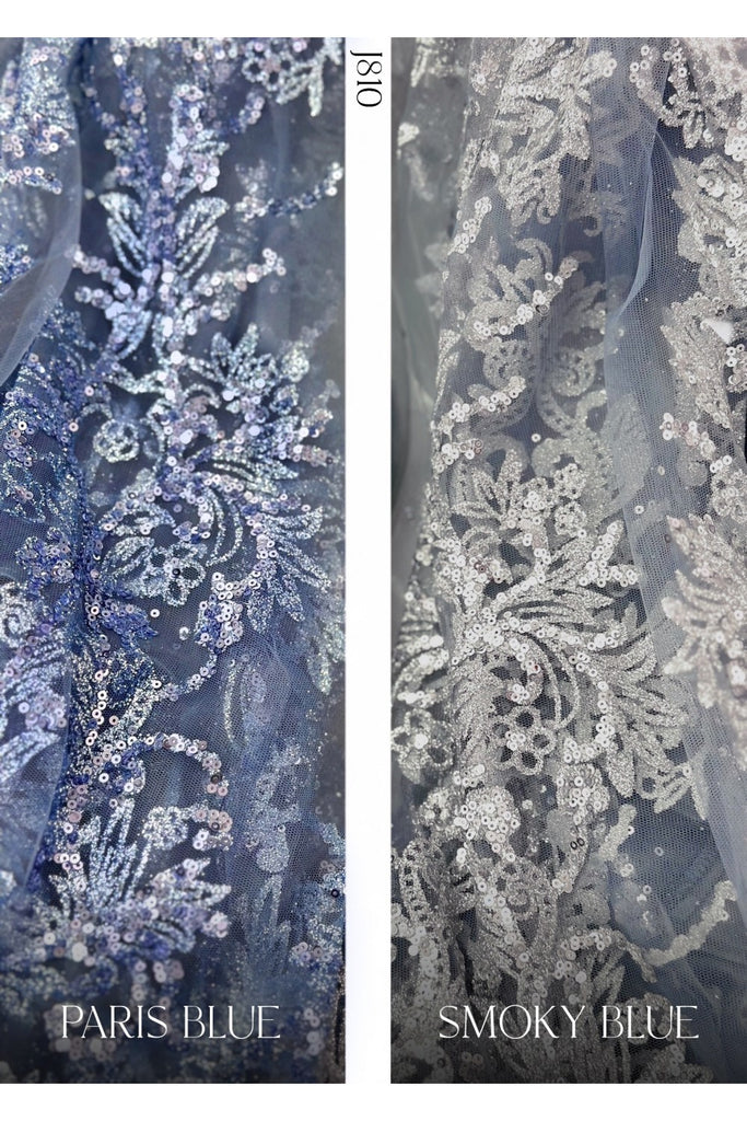 Luxury Gown with a Fitted Floral Glitter Print, Sheer Structured Corset, and V-neck-smcdress
