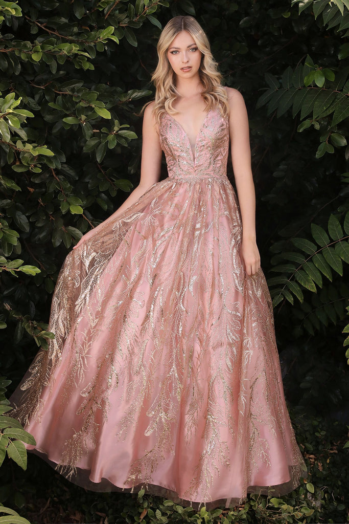 Glitter Floral Ball Gown-smcdress