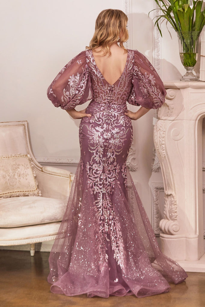 Mermaid Glitter 1/2 Sleeve Gown-smcdress