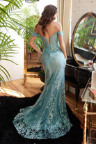 Embellished Off-Shoulder Mermaid Gown-smcdress