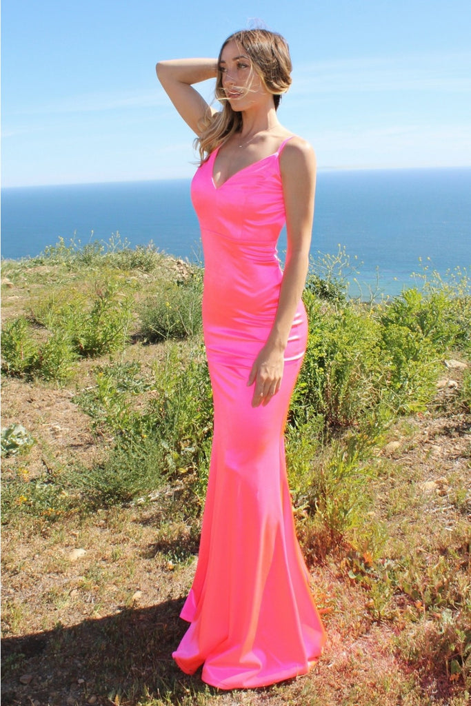 Neon Satin Dresses: Sexy, Backless, Straps, Bodice, Trendy & Pretty Gowns-smcdress