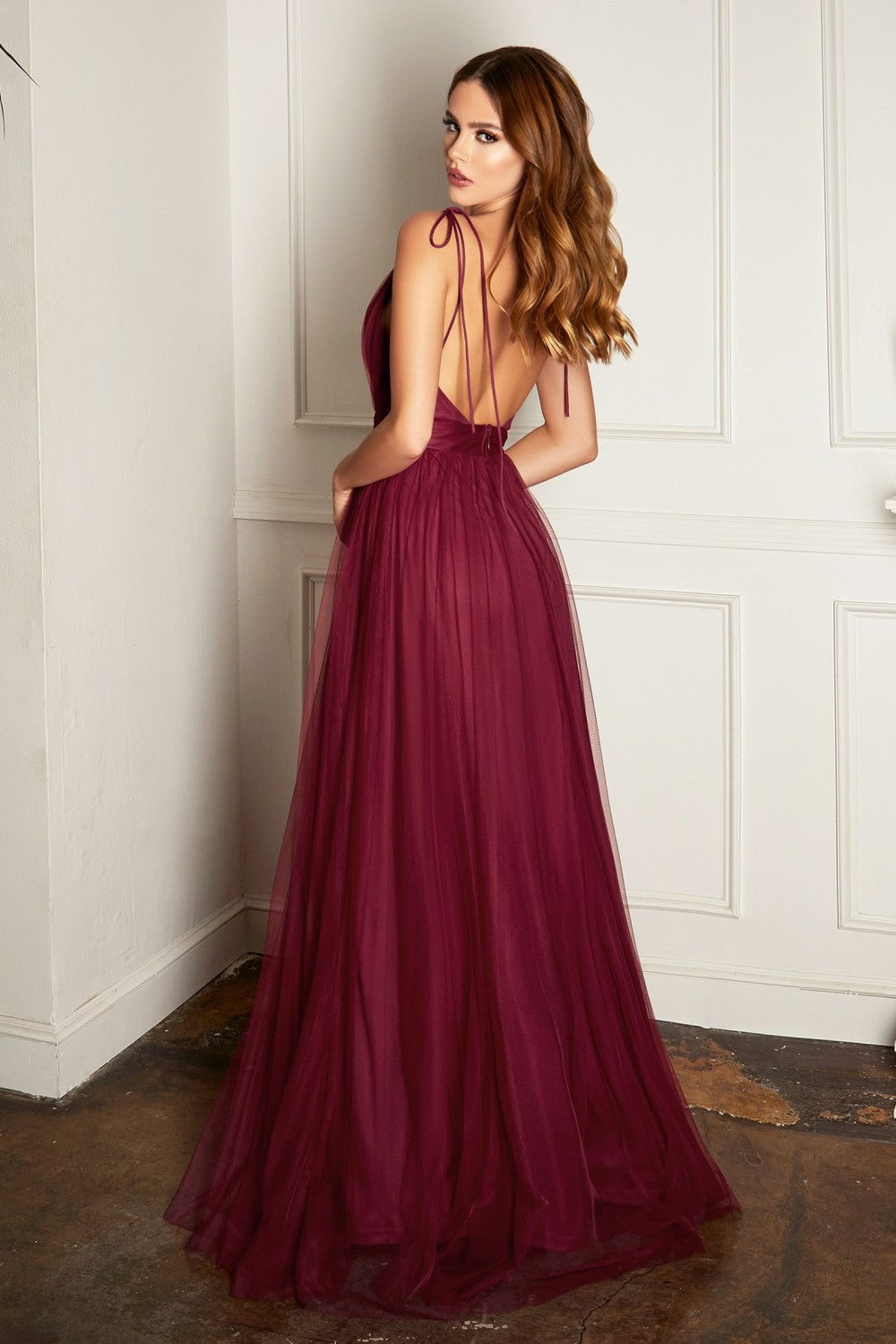 Elegant Tender Bridesmaid Dresses: 3 - S1 M1 L1, V-neckline Bodice, Open Back, Soft A-line Skirt-smcdress