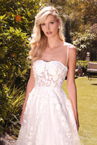 A-line Bridal Gown with Lace Bodice-smcdress