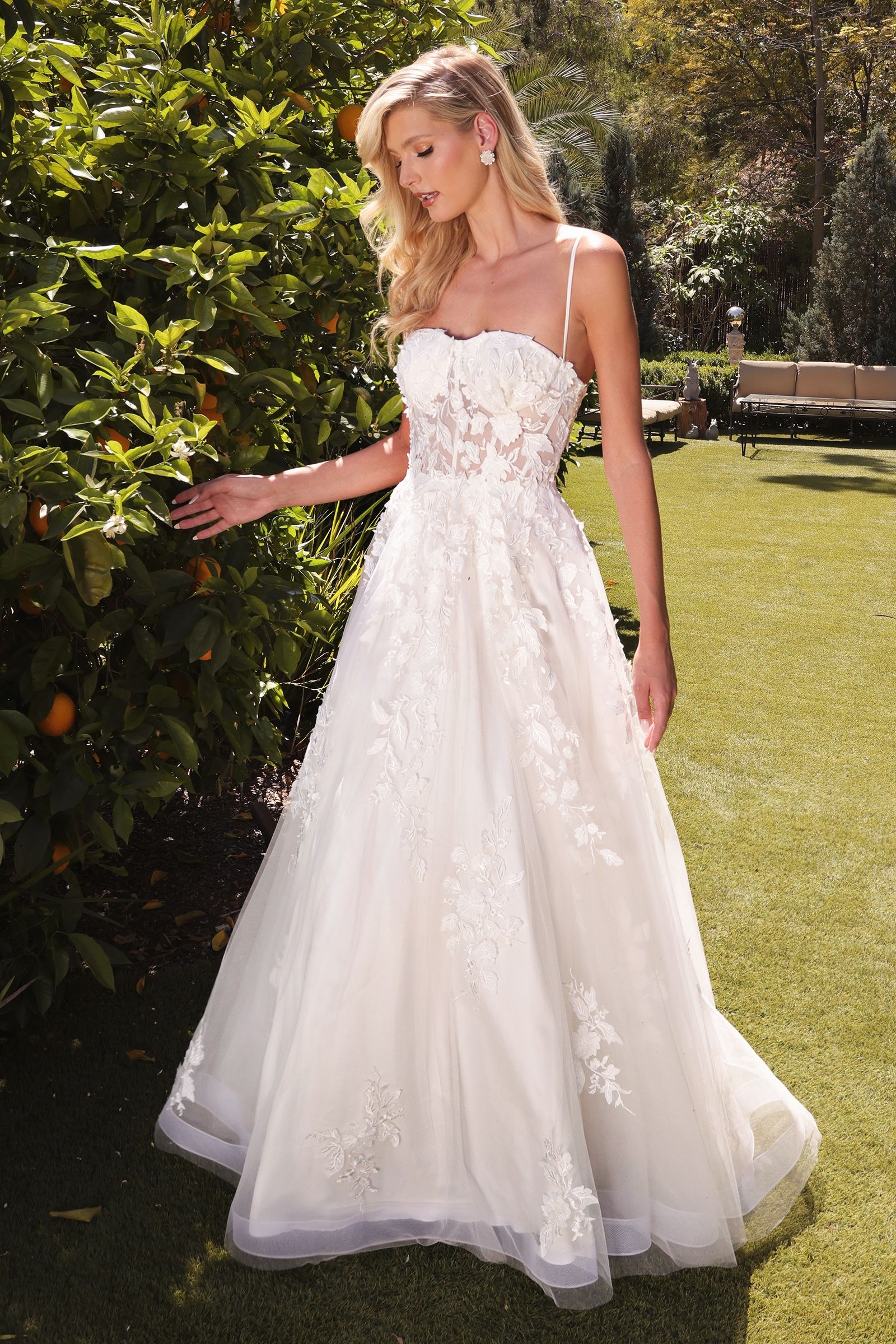 A-line Bridal Gown with Lace Bodice-smcdress