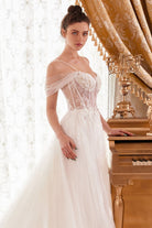 Tulle A-Line Gown with Corset Bodice-smcdress