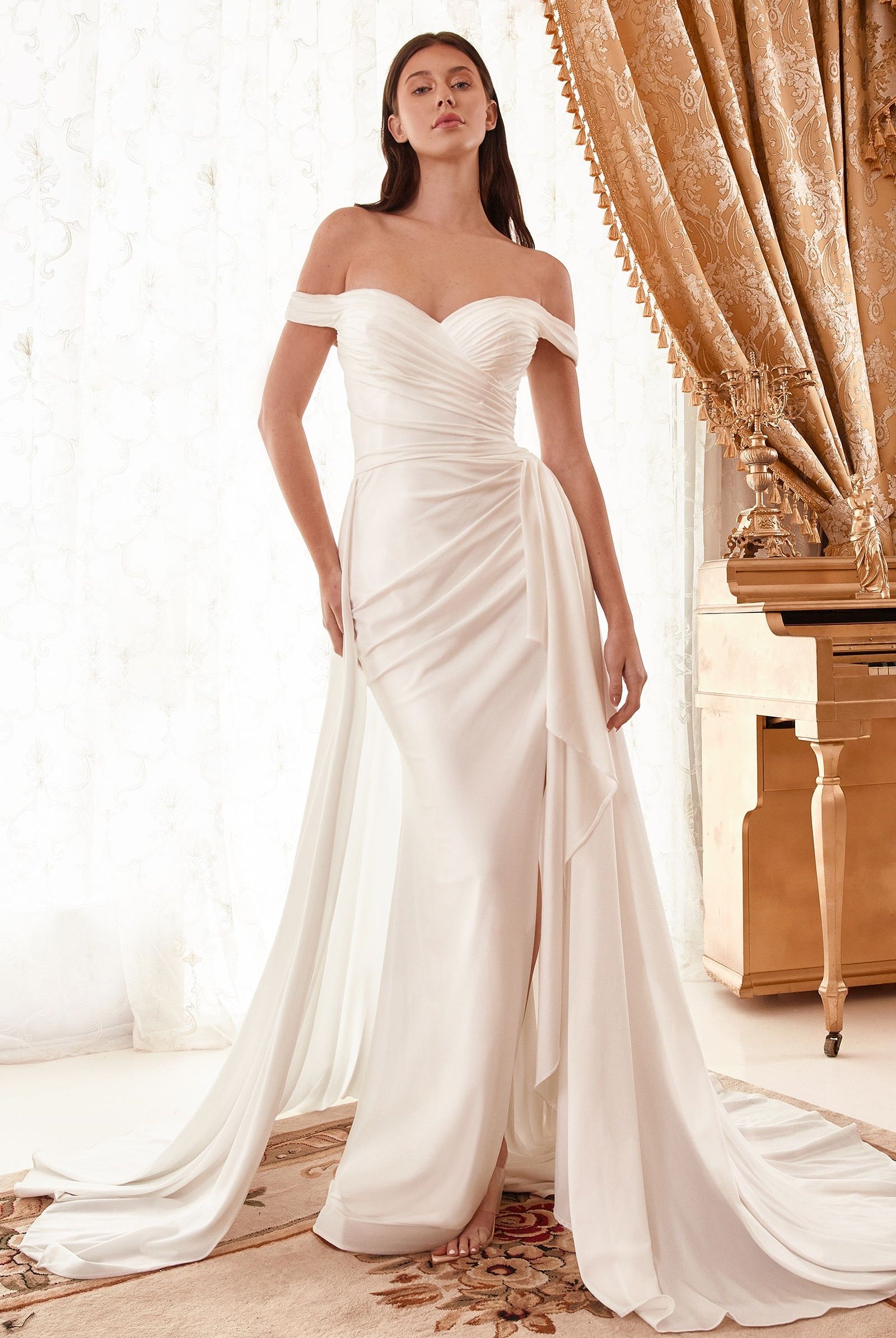 Bridal gown with overskirt